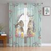 Easter Window Sheer Curtains for Bedroom Living Room Easter Egg Easter Bunny Spring Flower Chiffon Voile Sheer Drapes Curtain