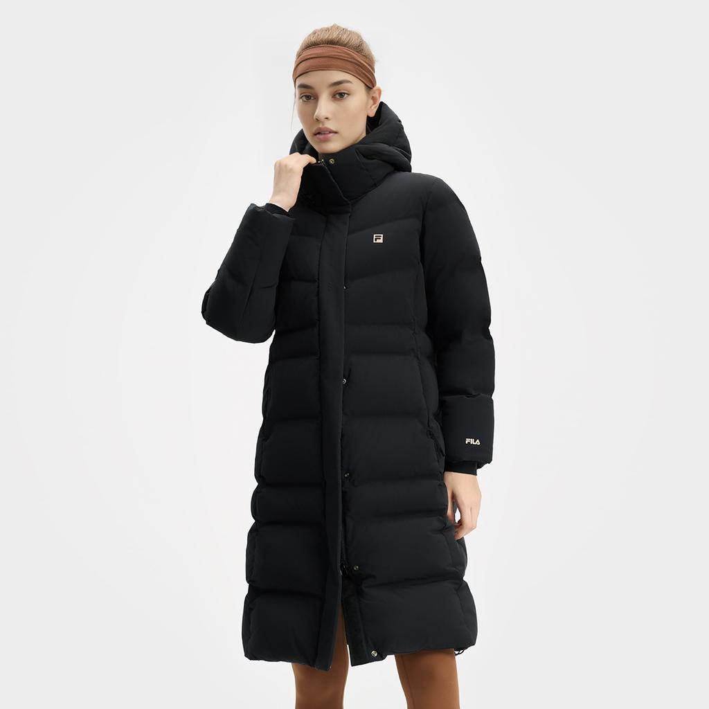 Fila Фитнес Универсальная Теплая Длинная Пуховая Куртка с Капюшоном Женская верхняя одежда Глубокий Черный A11W441907F-BK