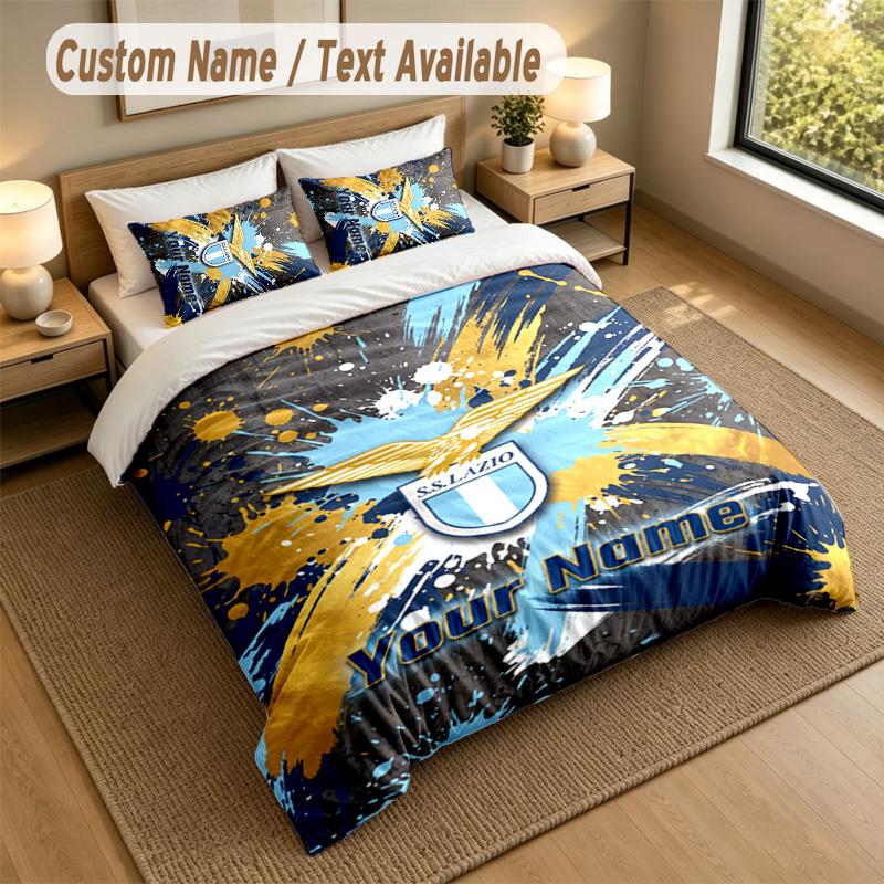3Pcs Bedding Set Custom Name Text, 1 Sheet 2 Pillowcases Home Bed DecorLazio FC