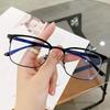 Vintage Half-Frame Metal Glasses Frame Men'S Business Square Anti-Blue Flat Mirror Tr90 Eyebrow Myopia Glasses Frame