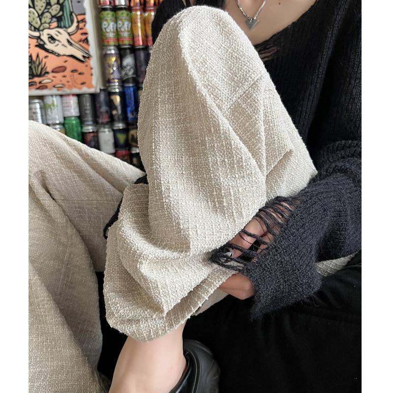 Весна и осень Новый дизайн Sense Small Fragrant Wind Tweed Широкие брюки женские драпированные ленивые прямые брюки для мытья полов