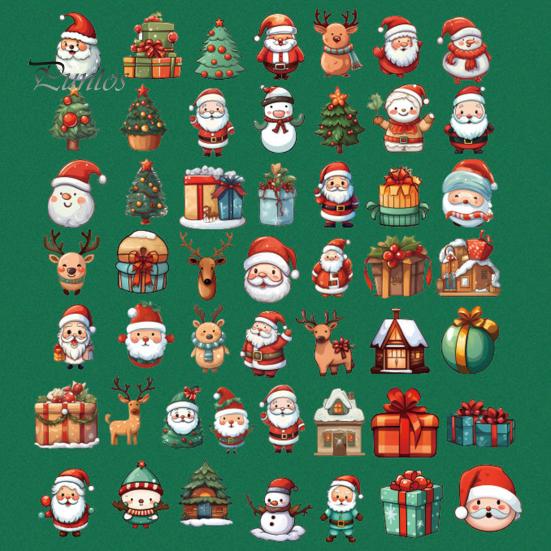 50 шт./пакет, рождественская наклейка, неповторяющаяся самоклеящаяся водонепроницаемая съемная крышка телефона, ноутбук, скрапбук, наклейка для поздравительных открыток, принадлежности для самостоятельного изготовления