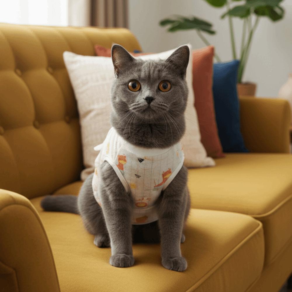 Animal Print Cat Weaning Suit Adjustable Pet Anti-Lick Suit Cute Cat Recovery Clothing  Pet Care