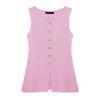 Spring New Women's Clothing Fashion All-Match Golden Button Plain Stitch Sleeveless French Vest Tops 4192100