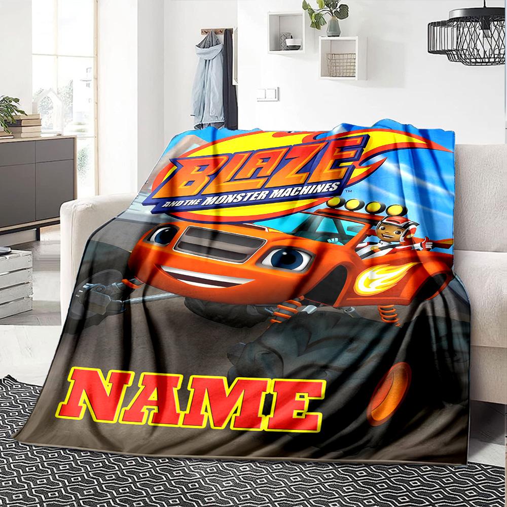 Customizable Blaze and the Monster Machines2 Throw Blanket – Personalized Name, All-Season Cozy Snug Blanket, Machine Washable, Personalized Blanket