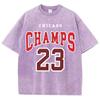Women'S Cotton Washed T-Shirts All-Math Loose Distressed Tops Chicago Champs 23 Letter Prints Short Sleeve Summer Female Clothes