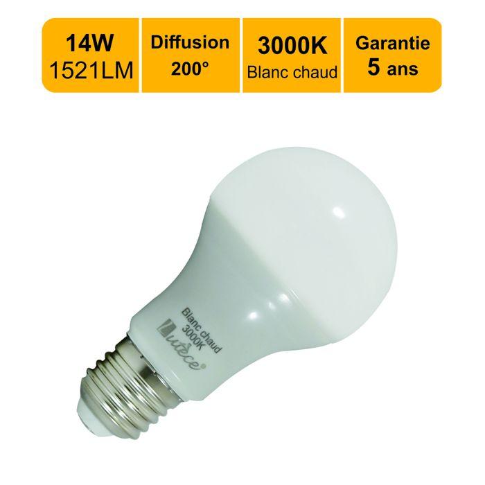 Ampoule LED E27 14W 1521Lm 3000K - garantie 5 ans