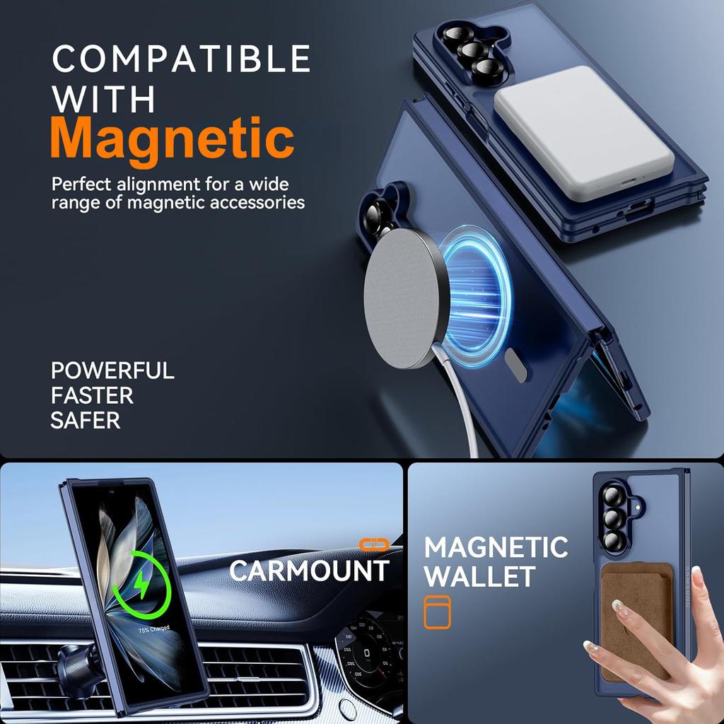 UYUXIO for Galaxy Z Fold 7 Case Full Body Cover Anti-Scratch Shockproof Hard PC Magnetic Phone Cover for Samsung Galaxy Z
