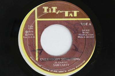 7-дюймовая пластинка SAM CARTY  Everybody Something  Версия NONE TIT FOR TAT 1975 Ямайка Регги Ска Даб Б/у