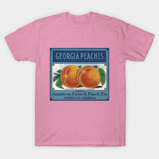 T Shirt Women Vintage Georgia Peaches Fruit Crate Label Harajuku Print Kawaii Tshirt Summer Short Sleeve Female T-Shirt Top Tee