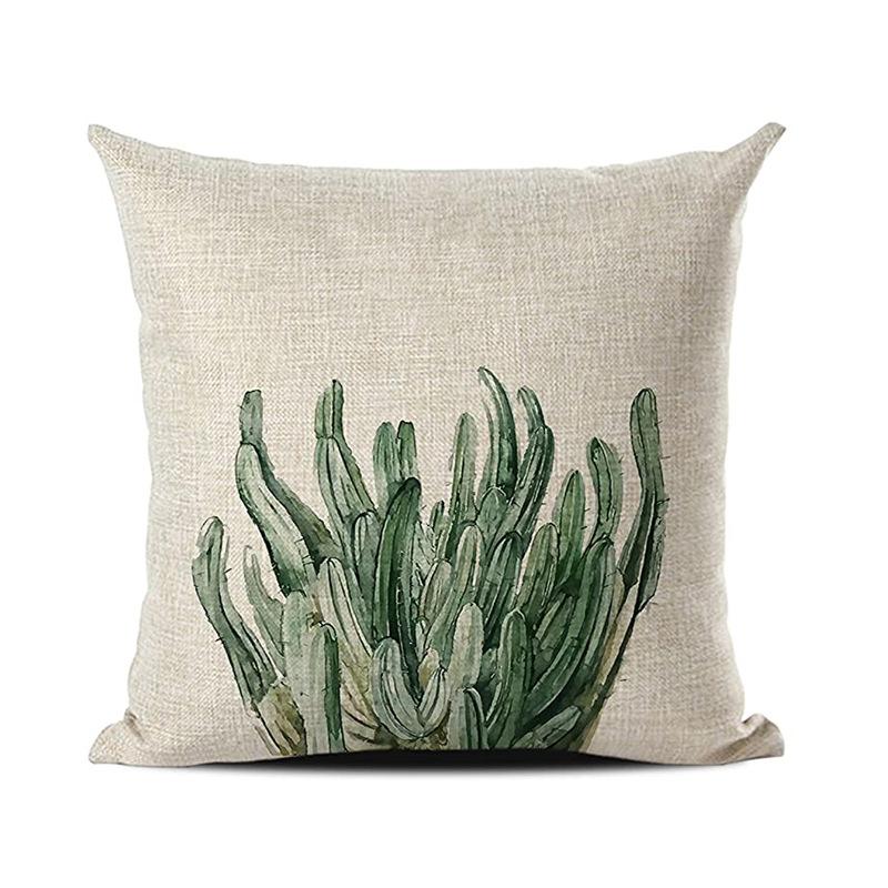 Simple Modern Green Leaves Tropical Plant Series Linen Pillowcase Nordic Small Fresh Style Cushion Cover