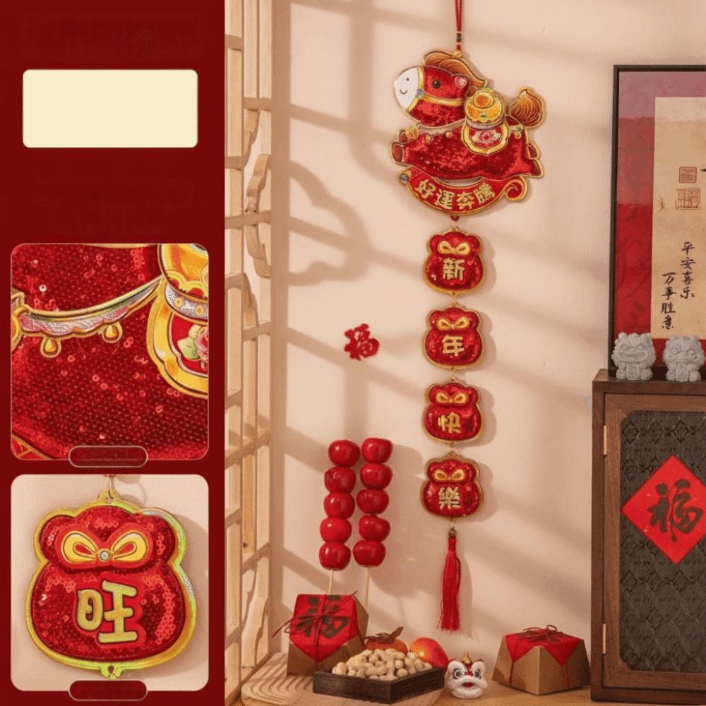 Sequins Horse Wall Hanging Ornaments Glitter Door Decoration Year of The Horse Pendant  Bedroom