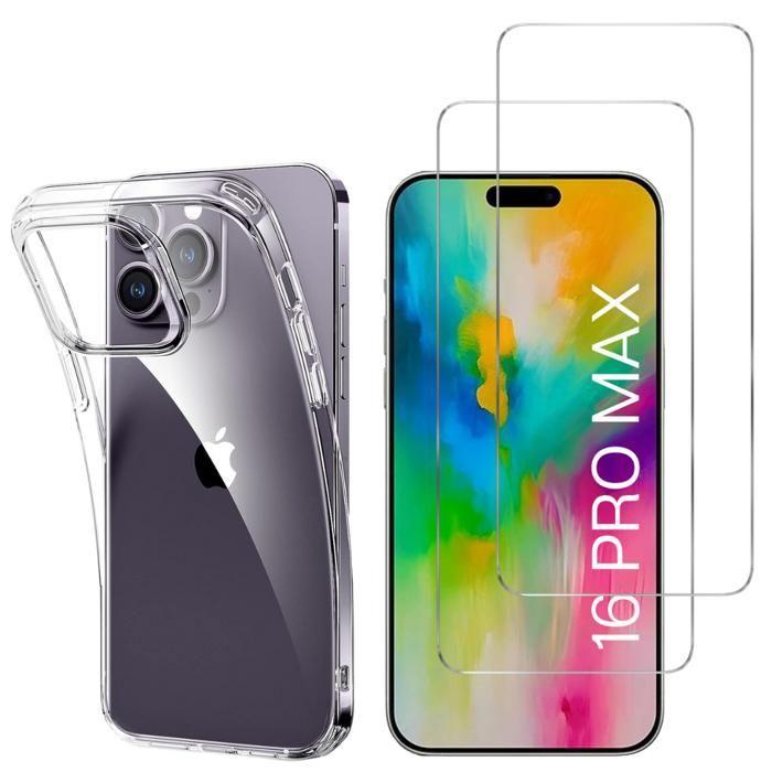 Чехол из ТПУ для iPhone 16 PRO MAX и 2 пленки из закаленного стекла Защитная пленка для экрана Phonillico®