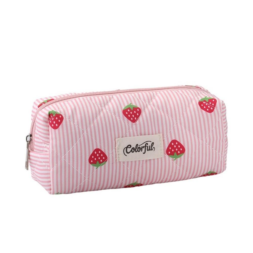 Quilted Stationery Bag Strawberry Striped Pencil Pouch INS Stationery Pouch Gift