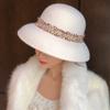 Белая шерстяная шляпа-панама рыбака женская осенне-зимняя универсальная британская французская ретро шляпа-колокол Хепберн элегантная знаменитость