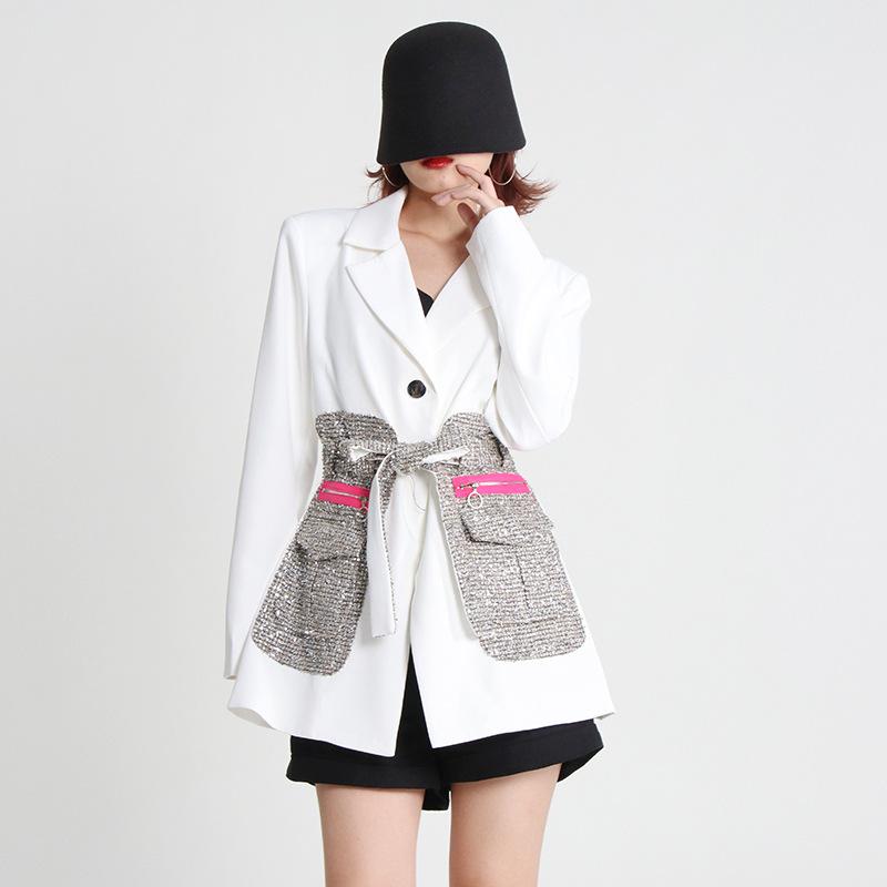 Women's Casual Suit Jacket French Court Style 2023 Autumn V-neck Design Chic Loose Mid-length Luxury Elegant Women's Blazers