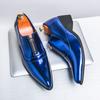 Fashion Luxury Brand Men's Chelsea Shoes Pointed Toe Dress Shoes Men's Banquet Blue Suit Shoes Red High-end Glossy Leather Shoes