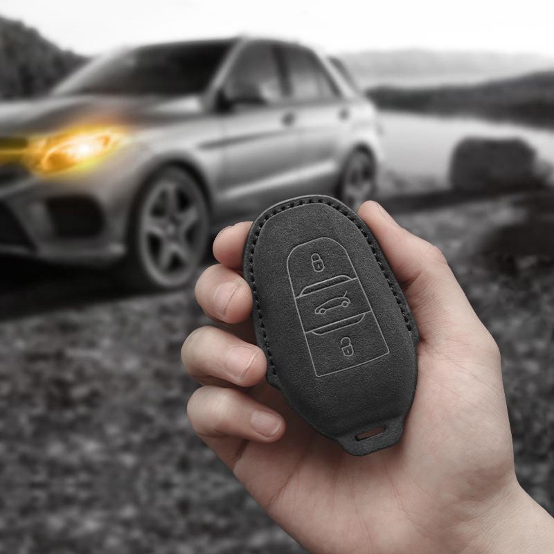 Кожаный чехол для автомобильного ключа из замши Для Peugeot 2008 3008 308 408 508 4008 5008 Для Citroen C4 C6 C3-XR Брелок Аксессуары