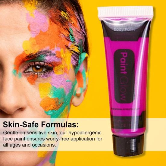 14.2ML UV Neon Face Paint Glow In The Dark Blacklight Fluorescent Water-Based Paint Washable Kids Adults Music Festivals Party Cosplay Makeup