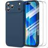 Protective Case - BOOLING - for iPhone 17 Pro Max - Slim Silicone Navy Blue - 2 Tempered Glasses