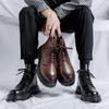 Новые модные повседневные мужские ботинки на шнуровке, мужские ботинки на толстой подошве, модные удобные мужские классические черные/коричневые мотоциклетные ботинки