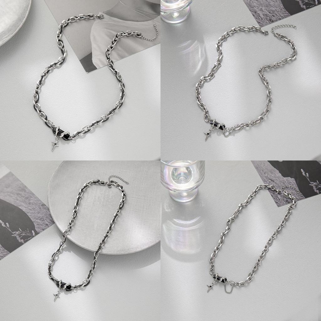 Forest Jewelry Black Necklace With Titanium Chain For Couples Decoration Female