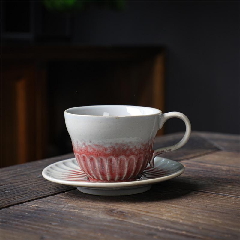 Japanese Retro Ceramic Cup Espresso Cup Saucer Set Afternoon Tea Coarse Pottery Small Capacity Coffee Cup