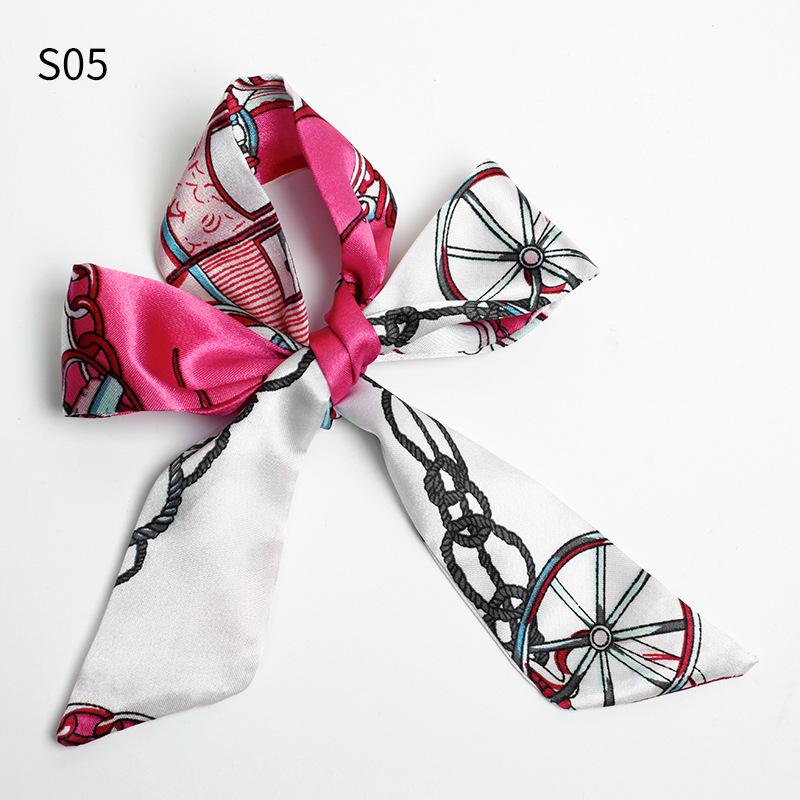 Good Ties Ribbon Small Scarves Silk Spring and Summer Long Scarves Girls Thin Narrow 4cm*85cm Hair Band Bundled