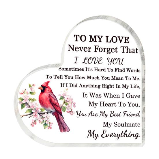 Акриловый орнамент в форме сердца Love Heart, прозрачный акриловый блок, отдельно стоящий настольный Love