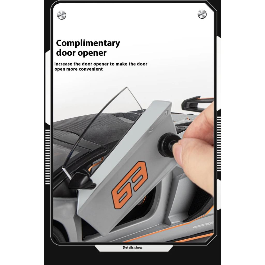 1/18 Scale Lamborghini Aventador SVJ Hidden Edition Race King Supercar Alloy Diecast Model Car Sound & Light Children Toy Gift Present