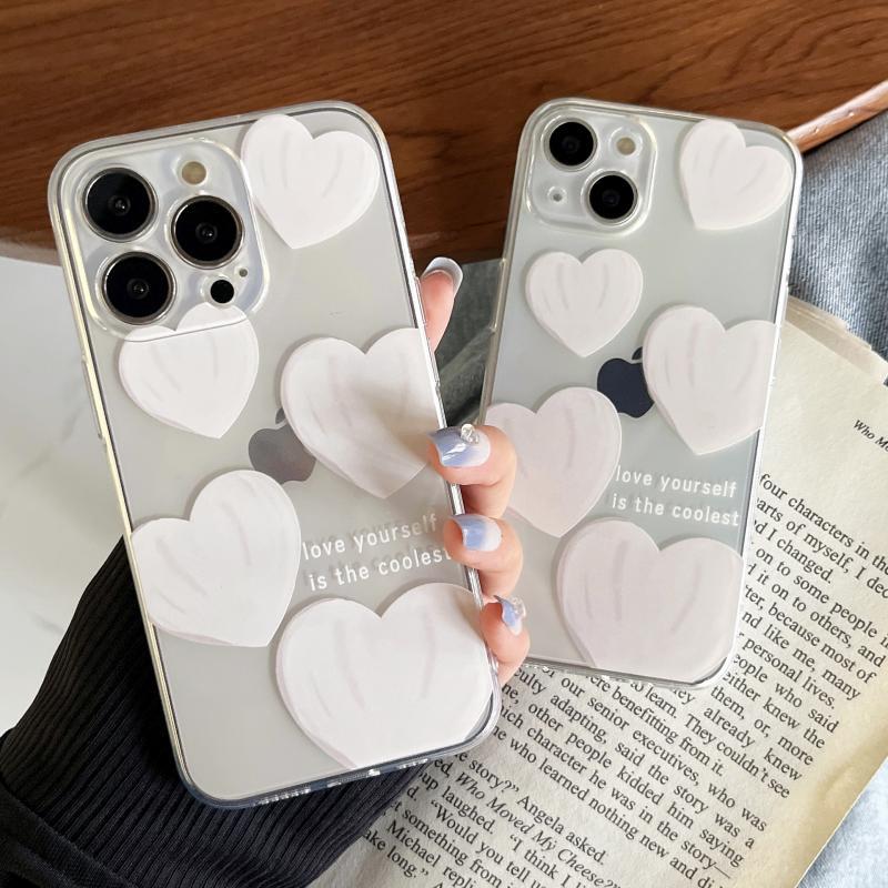 Ins простой белый любовь подходит для чехла для мобильного телефона iphone13/14 женский Apple 12 прозрачный 15 полноразмерный 11 противоударный