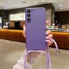 Мягкий чехол-шнурок через плечо для Samsung Galaxy S23 FE S25 Edge S24 Ultra A17 A54 A55 A56 A15 A16 5G Чехол для телефона из жидкого силикона