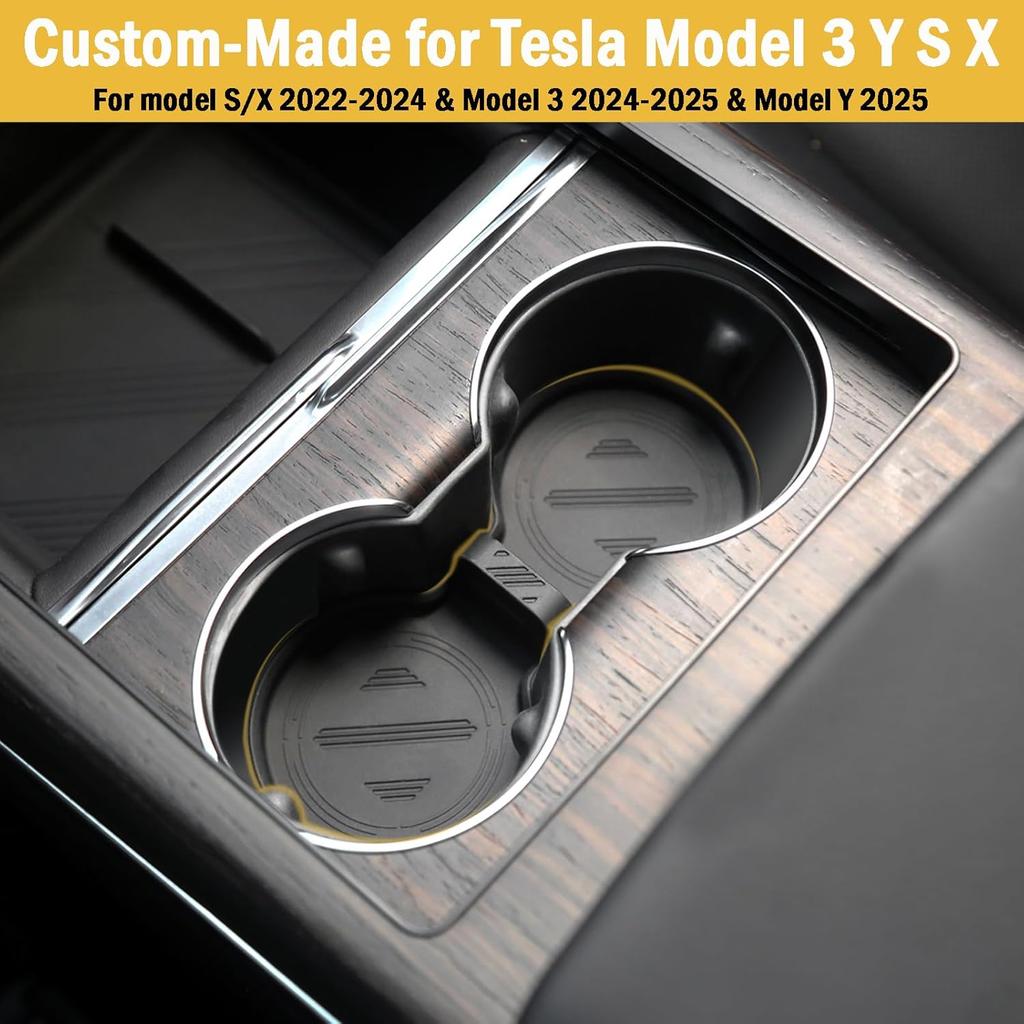 Для Tesla Model 3 Y S X Подстаканники - Модель Y 2025, Модель 3 2024 2025, Модель S/X -2025 Нескользящая подставка для стакана Коврик Моющийся и Силиконовые подстаканники