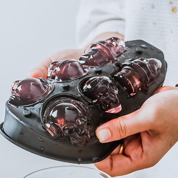 6 в 1 DIY череп форма для льда череп создатель ледяных шаров 3D трехмерные формы для лотков силиконовые формы для виски, кубиков льда, печенья и печенья