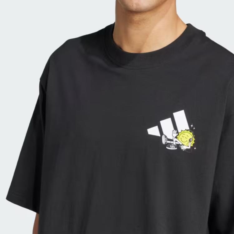 Adidas Comfortable Fashion Versatile Casual Short Sleeve T-Shirt Men Tops Black JZ3256