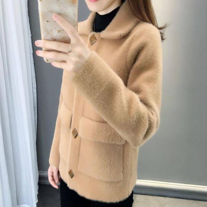Fashion High Quality Spring  Autumn and Winter Button Thick Coat Loose Sweater Women's Knitted Cardigan