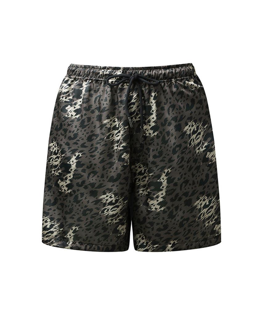 ERER Men Signature Leopard Shorts Brown