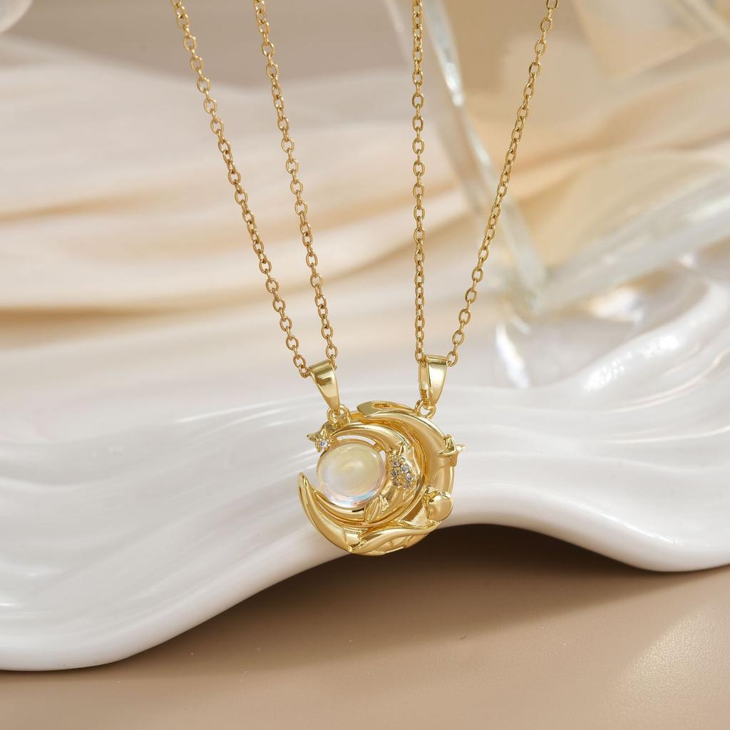 LATS Новое Магнитное Ожерелье для Пар «Солнце и Луна» из Нержавеющей Стали Модная Цепочка для Мужчин и Женщин Подарки для Лучших Друзей Трендовые Украшения