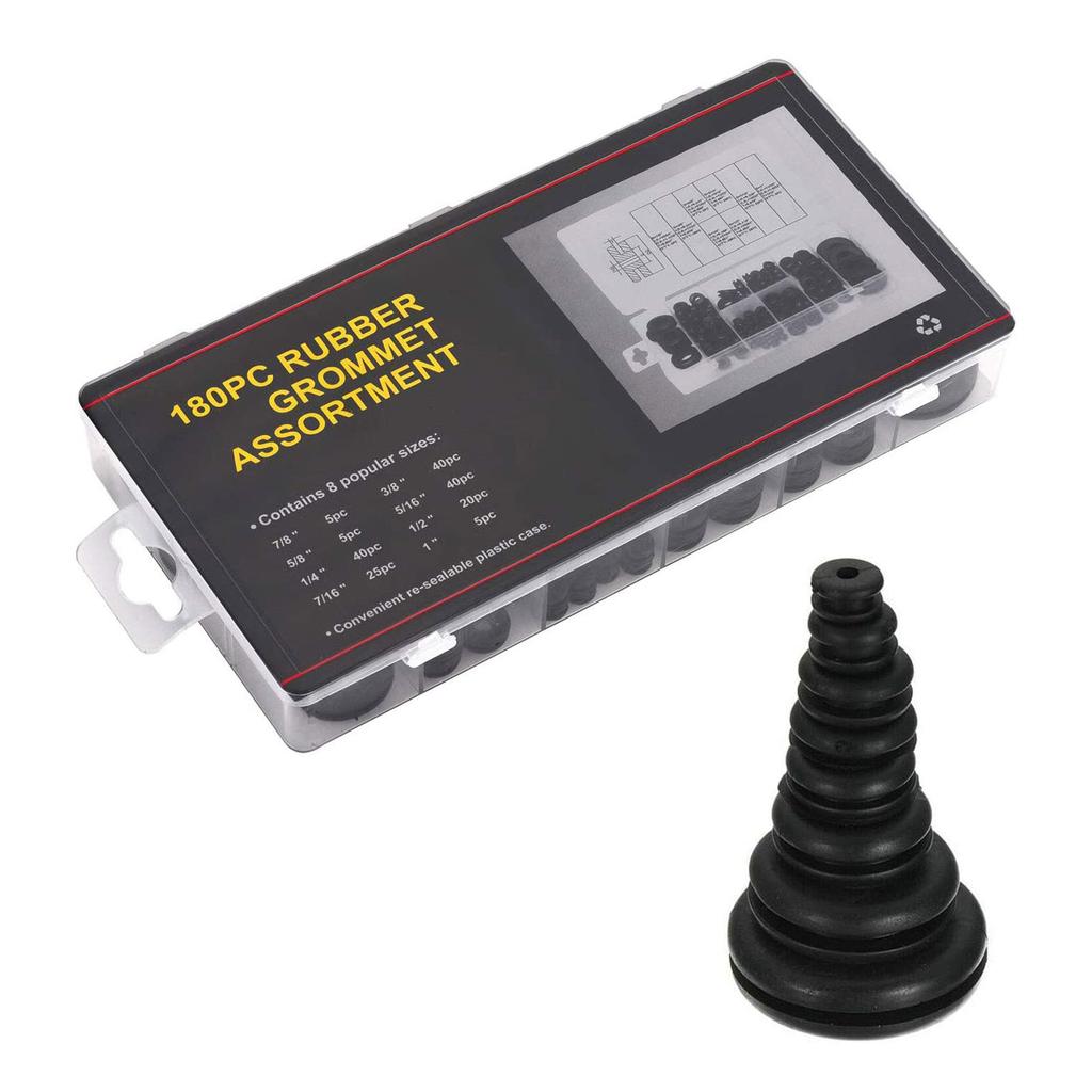180Pcs Rubber Grommets Sealing  s Assortment of Rubber Washers for Wires Plugs Cables