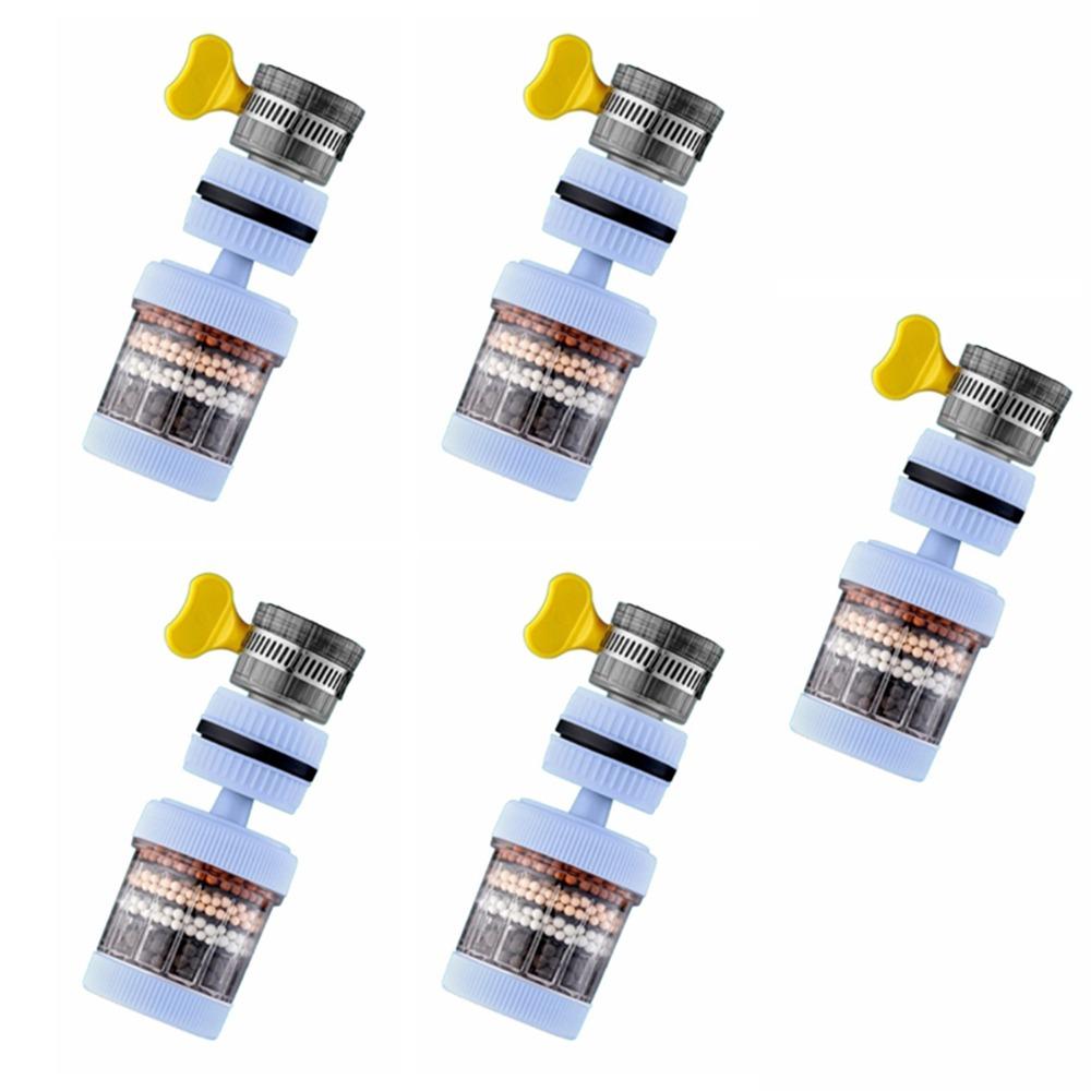 5Pcs 360 Degree Rotatable Filter Water Purifier 6-Layer Filter Kitchen Faucet Extender Household