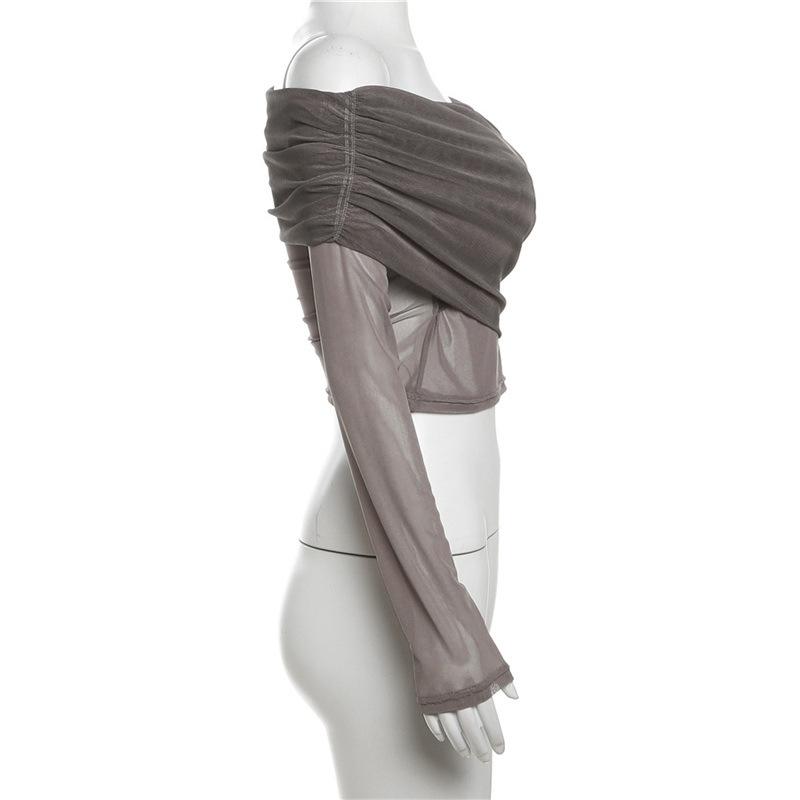 Осенний женский сексуальный повседневный пуловер с одним вырезом и длинными рукавами в стиле тай-дай