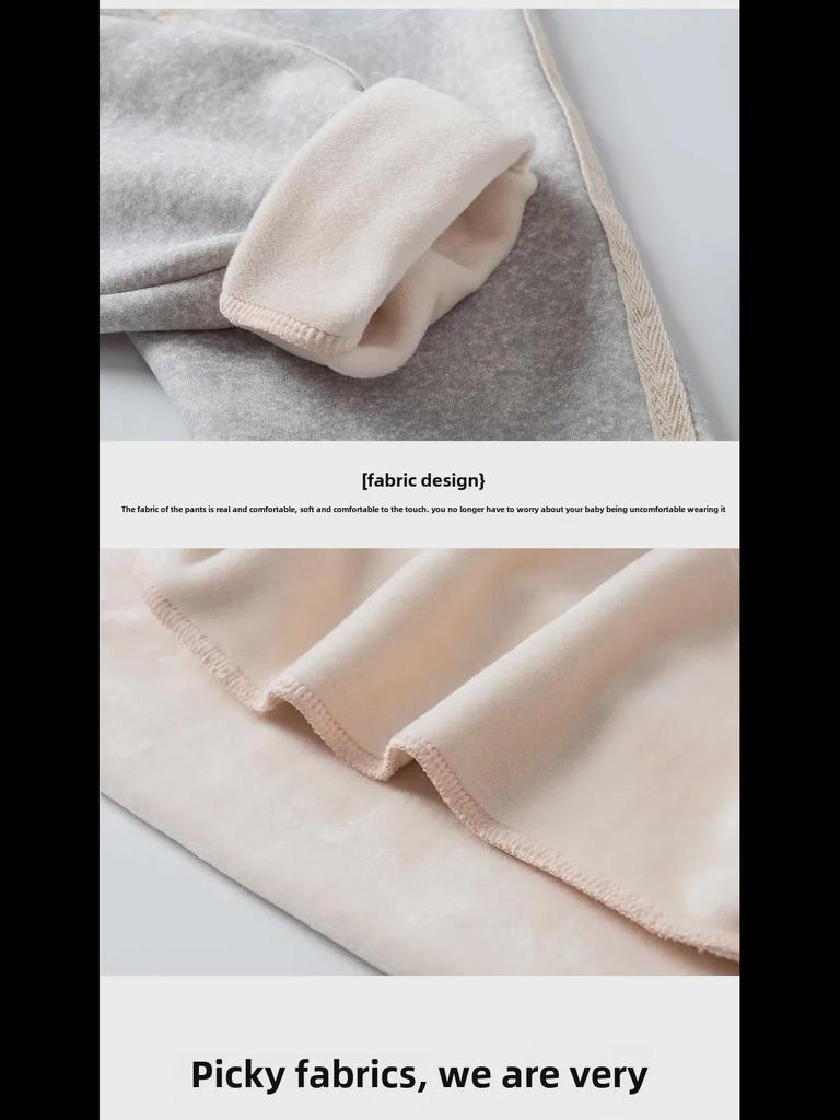 Boys' and Girls' Velvet-Lined Autumn Sports Pants - Warm Casual Wear for Spring and Fall