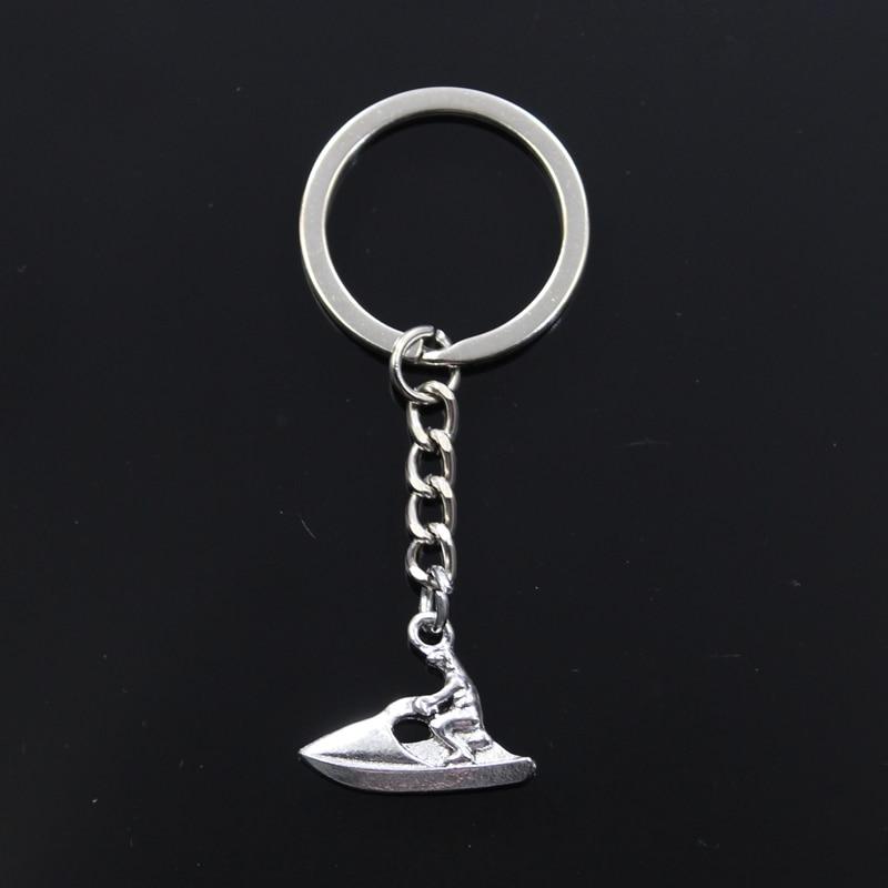 Fashion Keychain 18x24mm Motorboat Yacht Houseboat Silver Color Pendants DIY Men Jewelry Car Key Chain Ring Holder Souvenir Gift