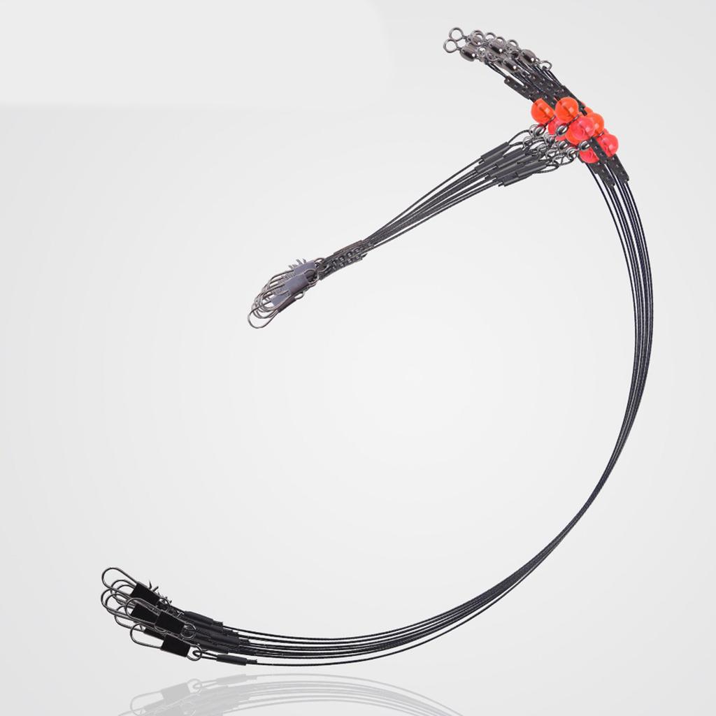 Stainless Fishing Rigs Fishing Wire Leader Line Rig with Swivels Snap Wire Leader for Hooks Saltwater Fishing Accessory