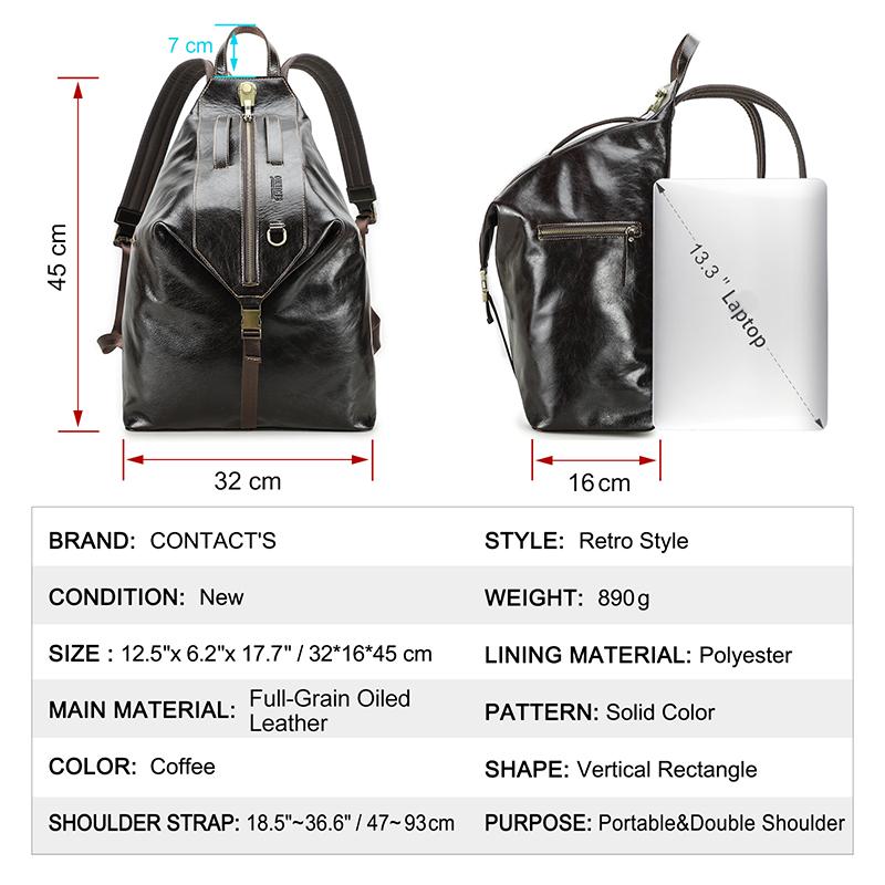 CONTACT'S из натуральной кожи, мужские рюкзаки, сумки с паролем, дизайн, школьные сумки, мужские дорожные рюкзаки для ноутбука 13,3 дюйма