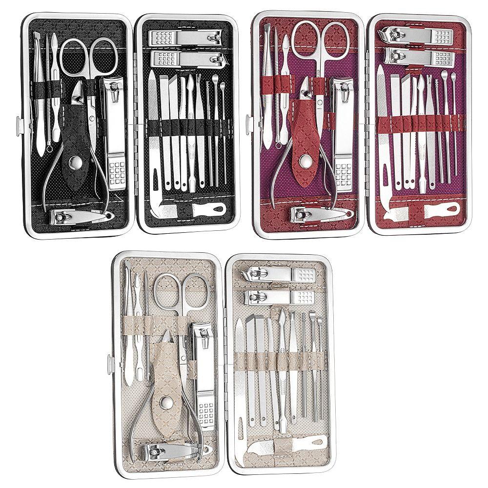 19Pcs Stainless Steel Nail Clippers Set Home Nail Care Kit Creative Manicure Kits Gift