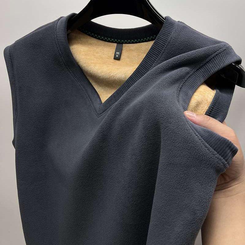 Женский утепленный жилет Зимняя майка без рукавов Двусторонний бархат Тепло Утолщенный V-образный вырез Эластичный низ Подходящий