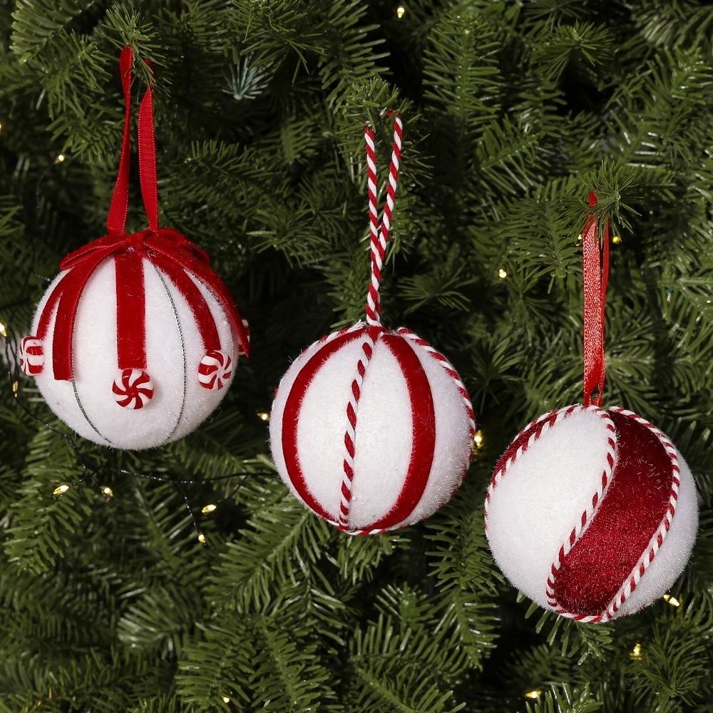 8CM Christmas Ball Ornaments Glitter Christmas Spheres Decor Festival Pendant Set  Party Decoration