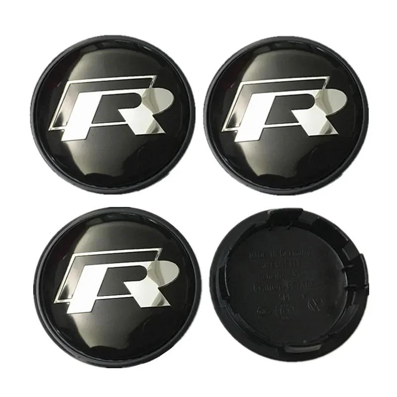 New New 4PCS 65mm Car Wheel Badge Emblem Sticker 60mm hub cover For Volkswagen VW Jetta R Rline Touran POLO Golf MK4 MK5 MK