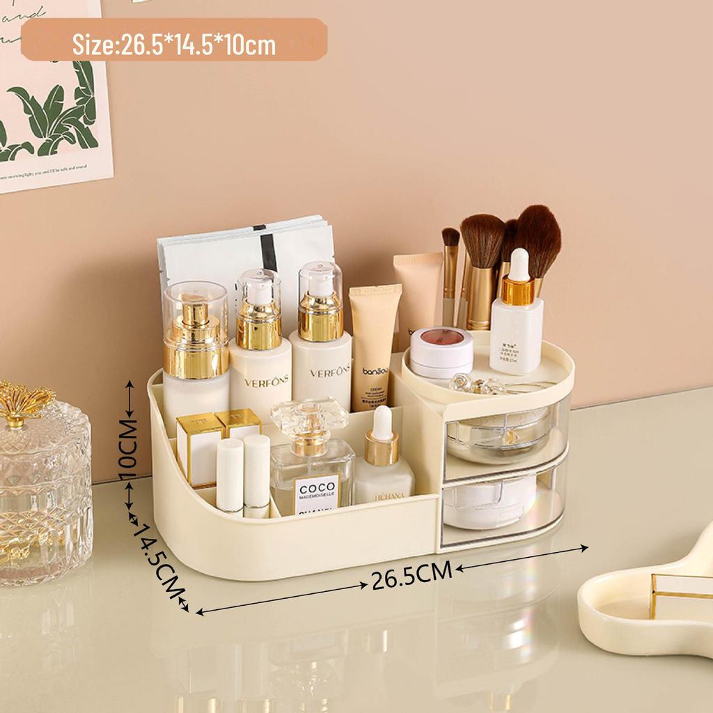 Multifunctional Cosmetic Storage Box with Makeup Mirror and Lipstick Organizer